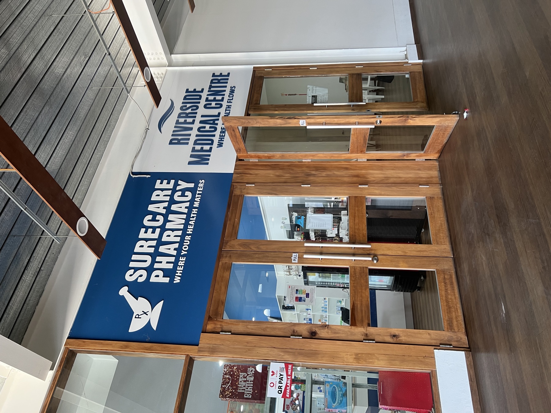 Covered walkway and shopfronts for daily student essentials